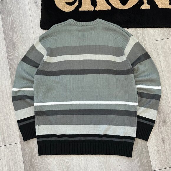 Vintage Y2K Southpole Men's Striped Gray/Black/White Knit Sweater - Size XL - Picture 2 of 5